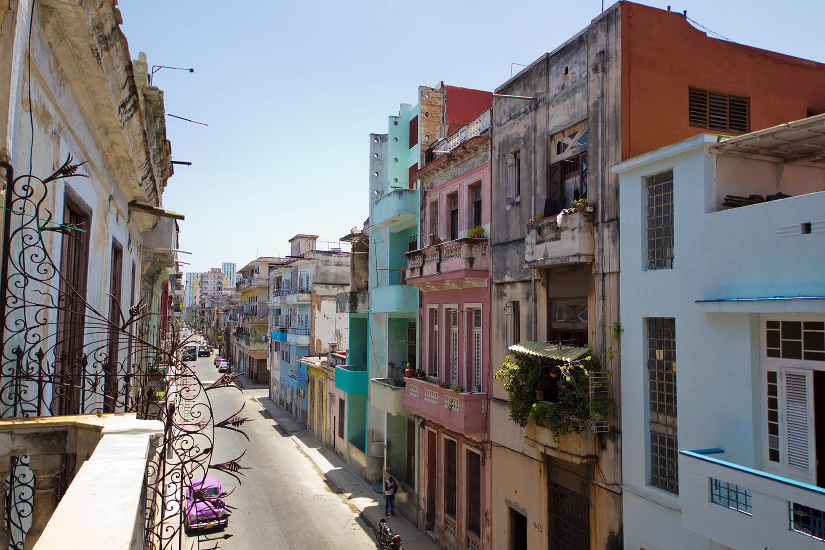 Road with colourful buildings in Habana Centro
